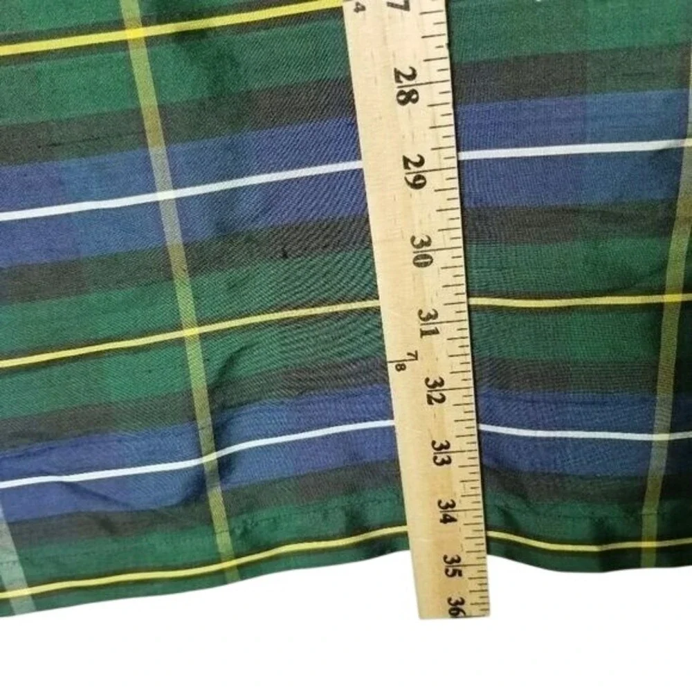 Devon Baer Plaid Silk Dress Ruffle Collar 3/4 Sleeve Women's S Preppy Holiday‎